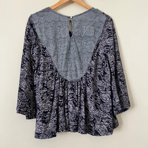Anthropologie Marcella Peasant Top‎ S Women's Blouse Purple Bell Boho Baby Doll - Image 6