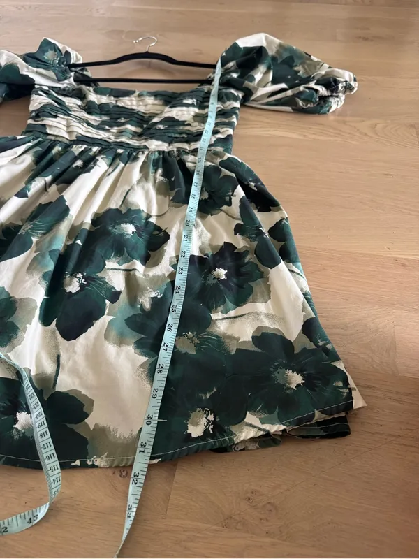 Abercrombie & Fitch Emerson Poplin Green Floral Mini Dress size medium - Image 7