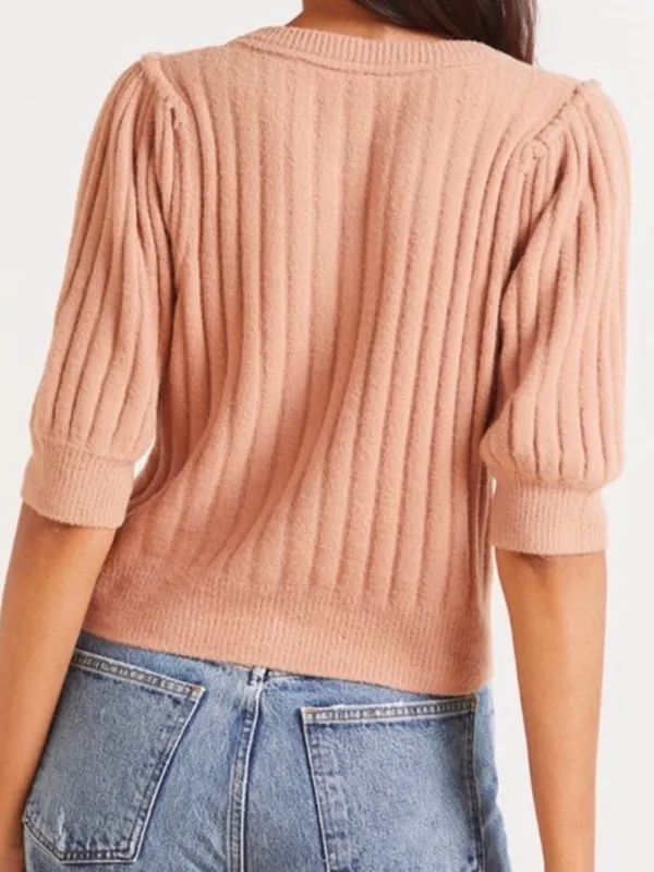 EUC Free People Sloane Ribbed Elbow Sleeve Cardigan Size Small - Image 2