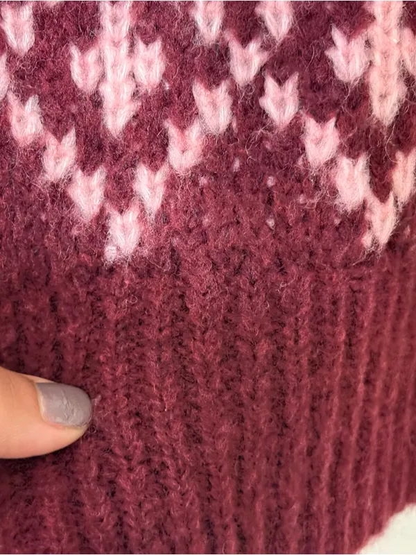 Maeve Anthropologie Sigfried Sweater M Pink Burgundy Fair Isle Knit Wool Blend - Image 5