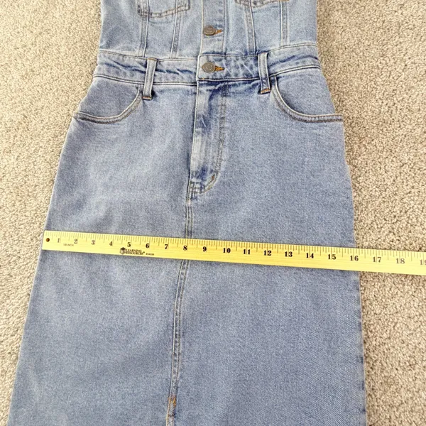 Gianni Bini Denim Halter‎ Maxi Dress Womens XS Light Wash Western Y2K Festival - Image 9