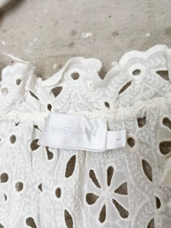 Zimmermann White Eyelet Lace Long Sleeve Romper - Image 3