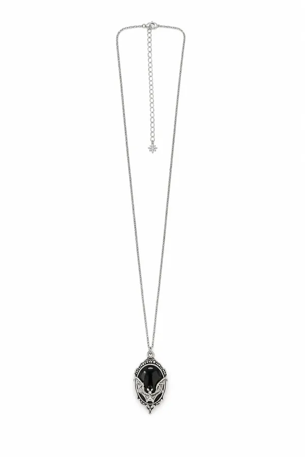 &merci Vintage/Gothic Bat Design 24” Pendant Stainless Steel Silver Necklace - Image 4