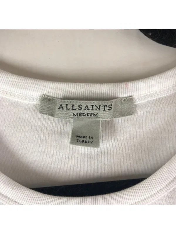 All Saints Womens Stevie Tee Shirt Short Sleeve Optic White M - Image 4