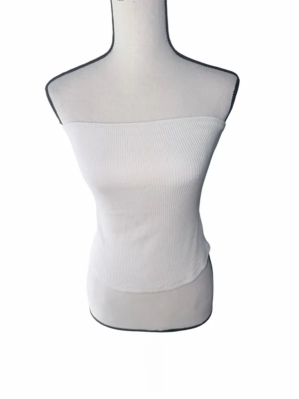 Honey Punch Ribbed Tube Top White Size Medium Strapless Summer Layering Piece - Image 2