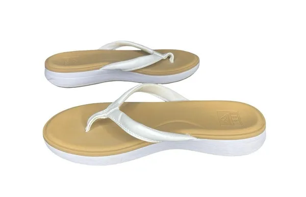 Reef Women's Size 9 Cushion Cloud White Tan Flip Flops Sandals Slip-Ons - Image 4