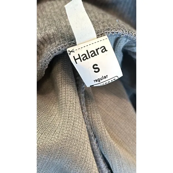 Halara Ribbed High Waisted Drawstring Wide Leg Fleece Trousers Gray S - Image 4