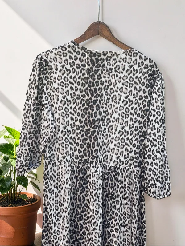Zara Leopard Print Tiered Midi Dress Women’s Size M - Image 11
