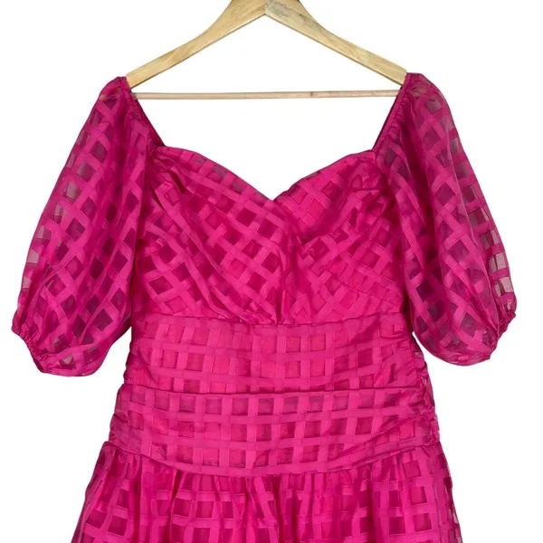 Hello Molly Gal Pal Mini Dress Pink Puff Sleeve Girly Feminine Coquette Size L - Image 3