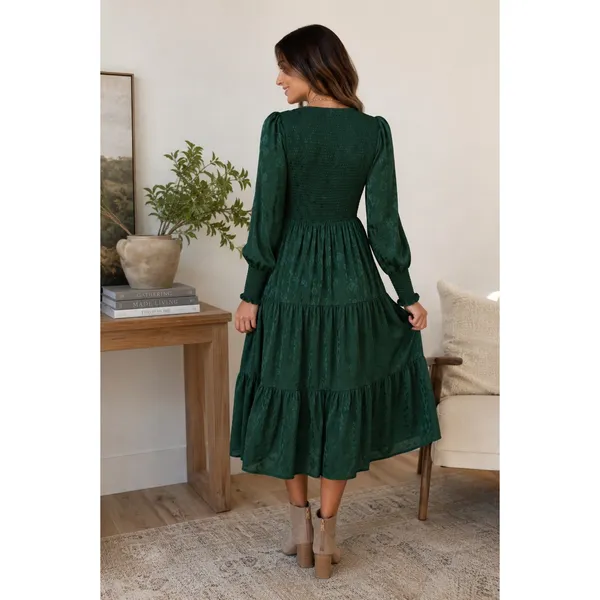 Baltic‎ Born Stockholm Smocked Maxi Dress Dark Green sz XL - Image 2
