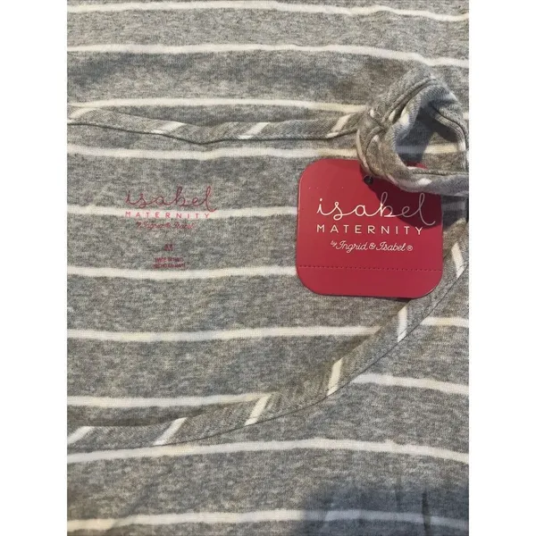 Isabel Maternity Size M Gray and White Stripe Tank Top - Image 2
