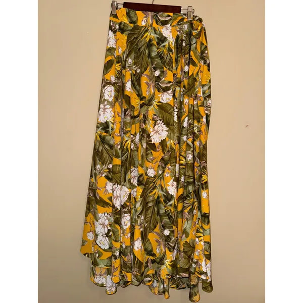 Lulus NWT Away 2 the Islands S Marigold Tropical Wrap Maxi Skirt Resort Vacation - Image 4