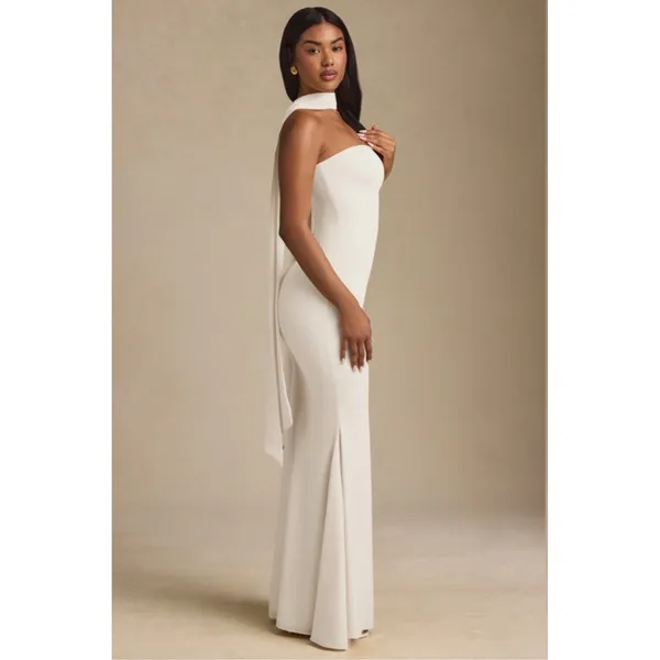 Oh‎ Polly Imogene Ivory Strapless Scarf Detail Maxi Gown NWT Size US 0 - Image 9
