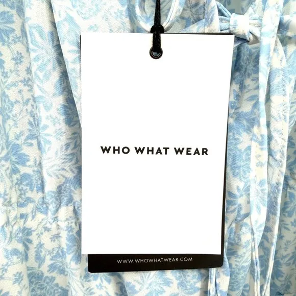 Who What Wear Milkmaid Dress Women XXL Blue Floral Boho Romantic Coastal Prairie - Image 5