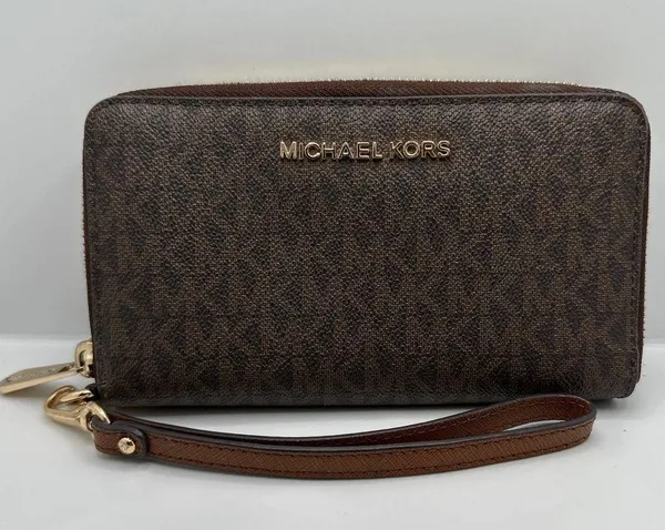 MICHAEL KORS Brown Signature Jet Set Wallet - Image 7