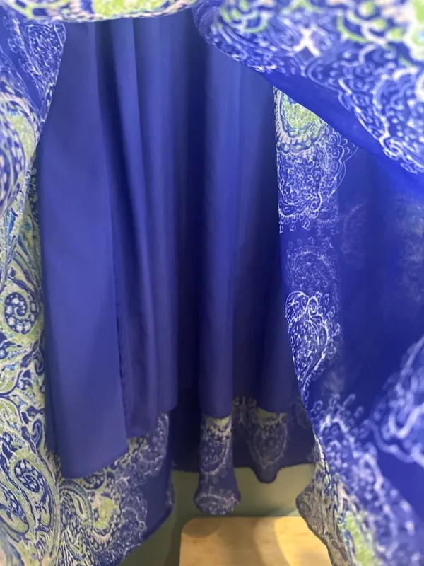 Jaclyn Smith Large Boho Maxi Skirt Blue Paisley Cottagecore Festival Flowy Beach - Image 3