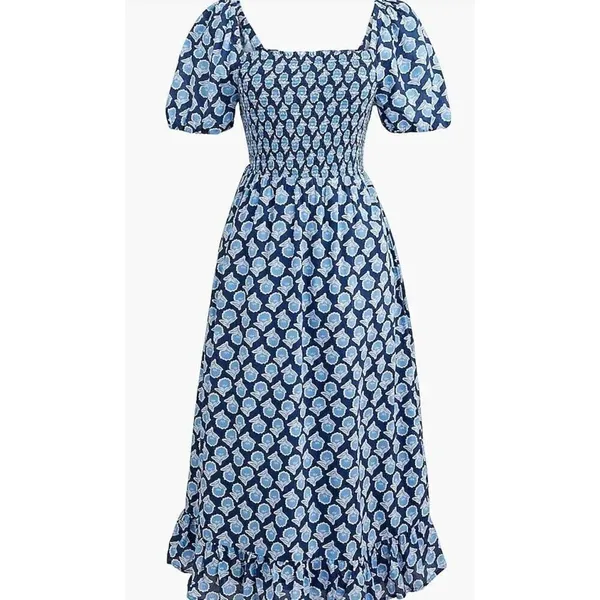 J. Crew Smocked Midi Dress with Puff Sleeves Sz. XS - Image 2