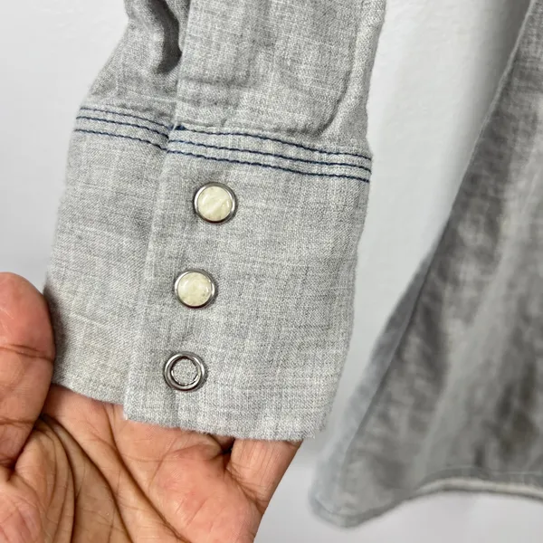 Rock 47 by Wrangler Shirt Dress‎ Western Cross Embroidered Long Sleeve Gray S - Image 6