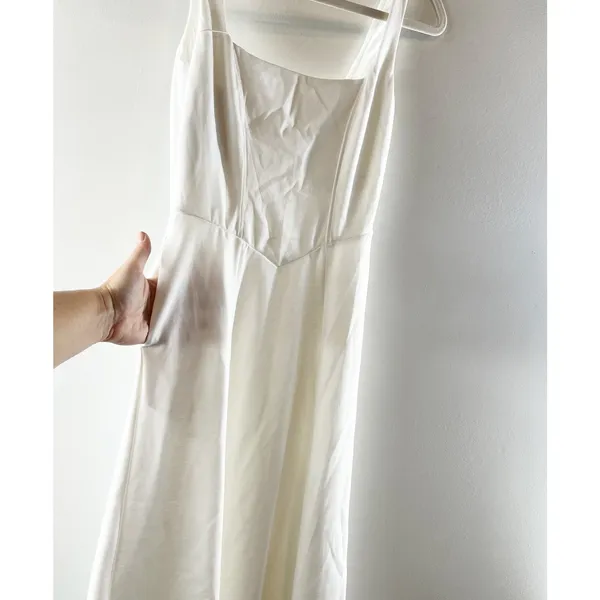 Halara Sleeveless Square Neck Side Pocket Corset Maxi Dress Frost White Small - Image 6