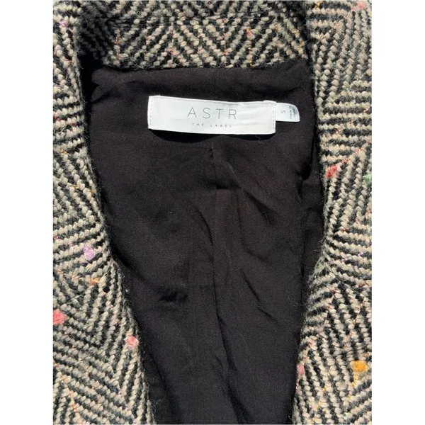 ASTR The Label Keller Coat Women S Herringbone Tan Black Wool Blend Preppy - Image 7