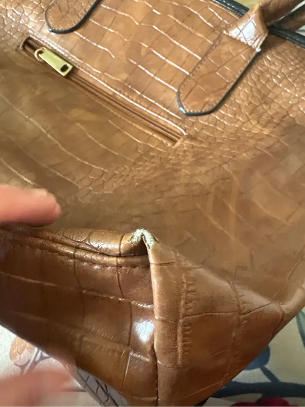Brown Black Croc Embossed Oversized Tote Bag Y2K Slouchy Carryall Purse - Image 6