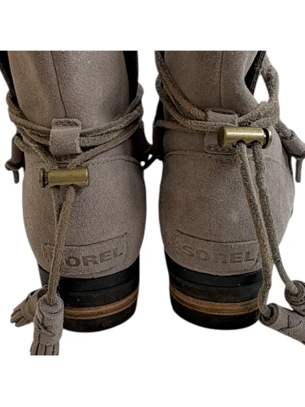 EUC Sorel Leather Farah Waterproof Ankle Boots Taupe Grey Size 8 - Image 6