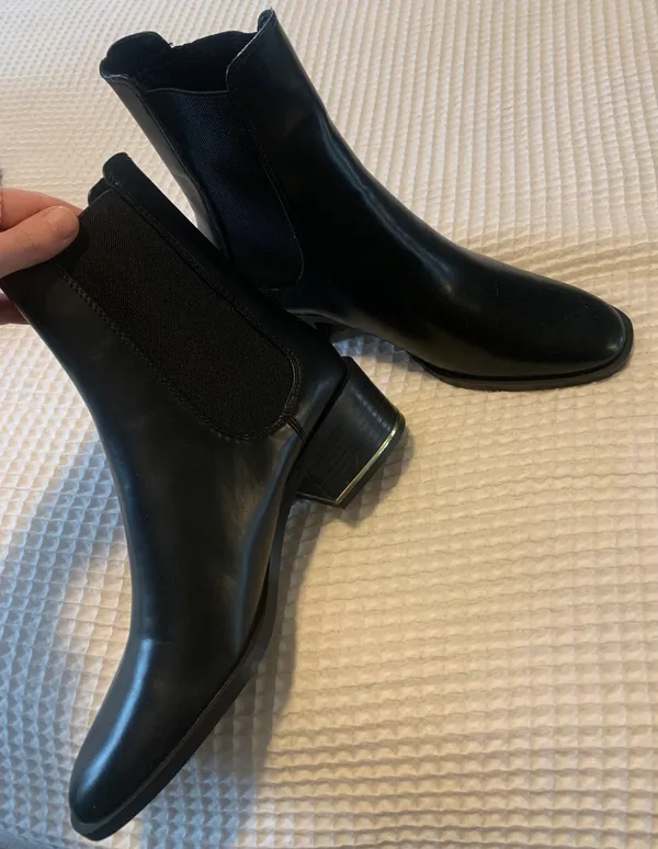 Zara Black Ankle Boot with Gold Heel Accent - Image 3