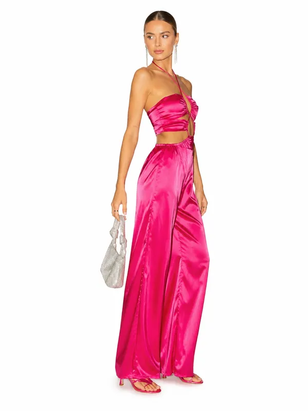 Peppermayo Causing Commotion Jumpsuit Pink Satin Cutout XS/2 - Image 7