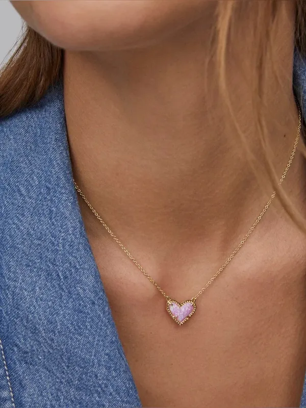 Kendra Scott Ari Heart Pendant Necklace - Bubble Gum Pink Opal - Image 5