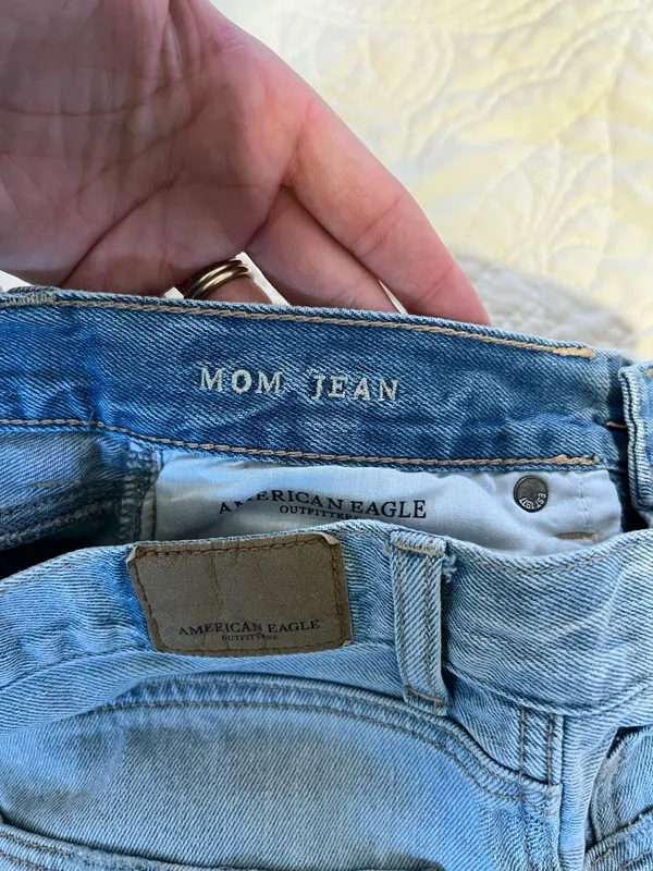 American Eagle Mom Jeans Distressed Light Wash Denim - Image 3