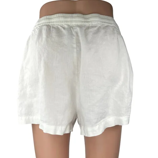 Pull & Bear Women's White Drawstring High Waisted Casual Mini Shorts Size M - Image 3