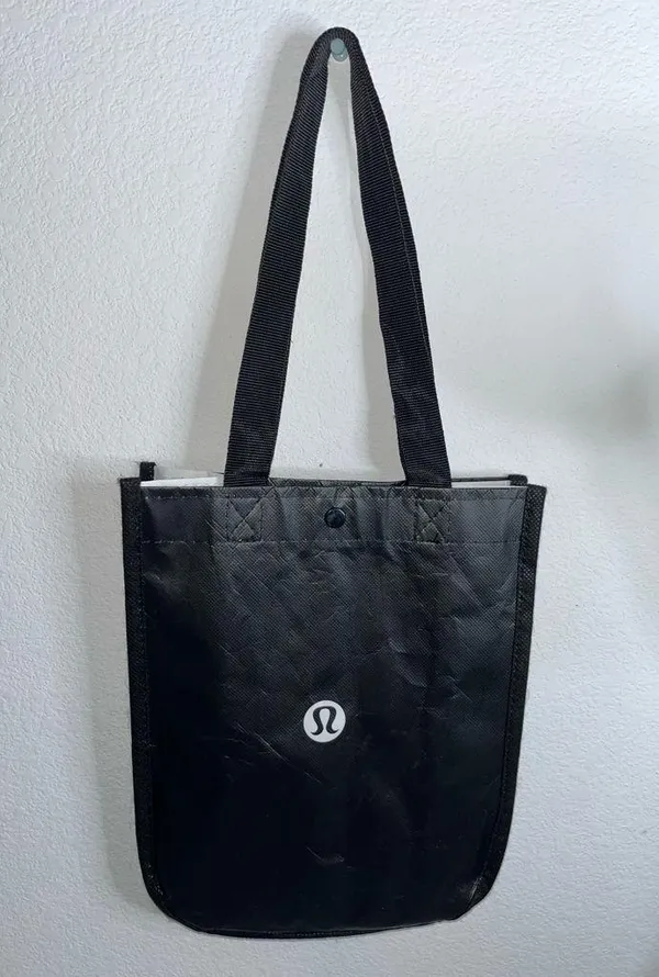 Lululemon Shopping Tote Reusable Bag Black & White Small 11.5" Tall x 9" Wide - Image 5