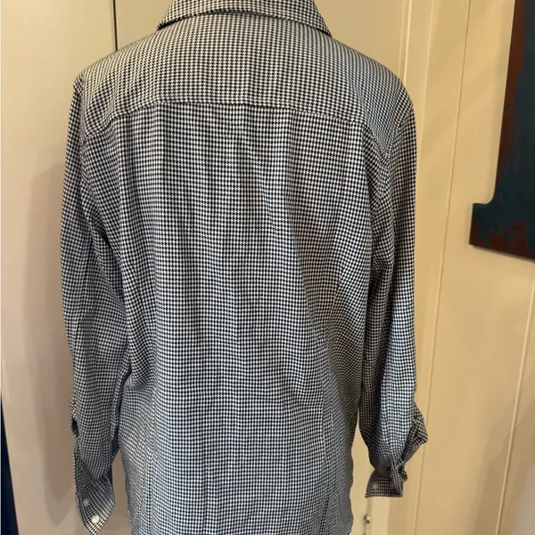 Tommy Hilfiger Black and White Houndstooth Check Button-Down Shirt Sz M - Image 3