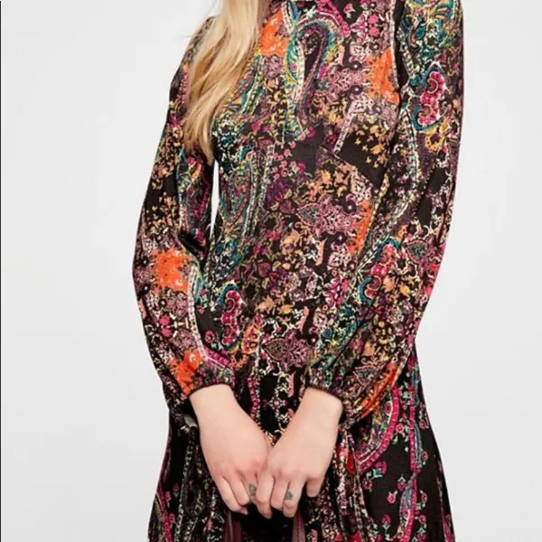 Free People multicolor All Doll Up paisley Mini Dress size Medium - Image 9