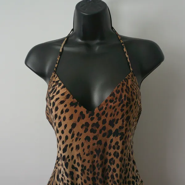 Leopard MobWife Y2K Coastal Beachy Animal Print Halter One Piece M Brown - Image 2