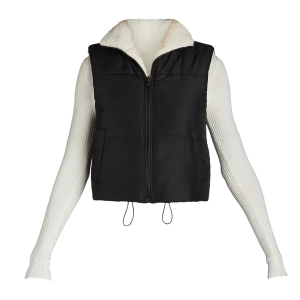 No Boundaries Womens Vest Size S Black Reversible Lightweight Zip Front Fleece - Image 2