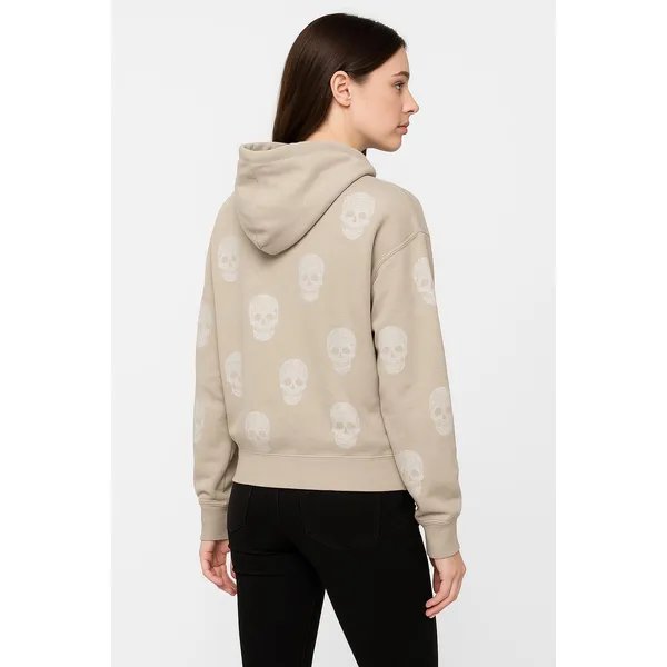 Vintage Havana‎ Hoodie Womens Size Small Beige VH9105 Skull Pattern Streetwear Cozy - Image 2