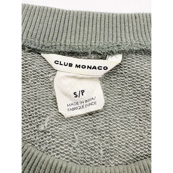Club Monaco Darleigh Dress Womens‎ Small Sage Green Puff Sleeve Sweatshirt Mini - Image 4