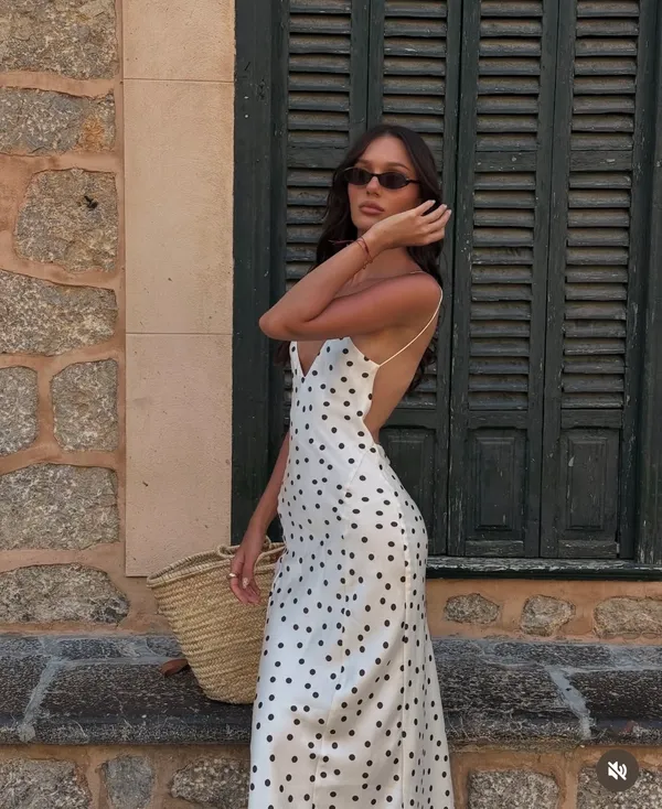 Zara Elegant Polka Dot satin effect Slip maxi Dress - Image 2