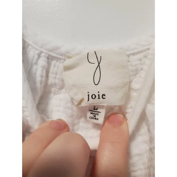 JOIE White Gauze Ruffle Strap Tank sizeL.a30 - Image 3