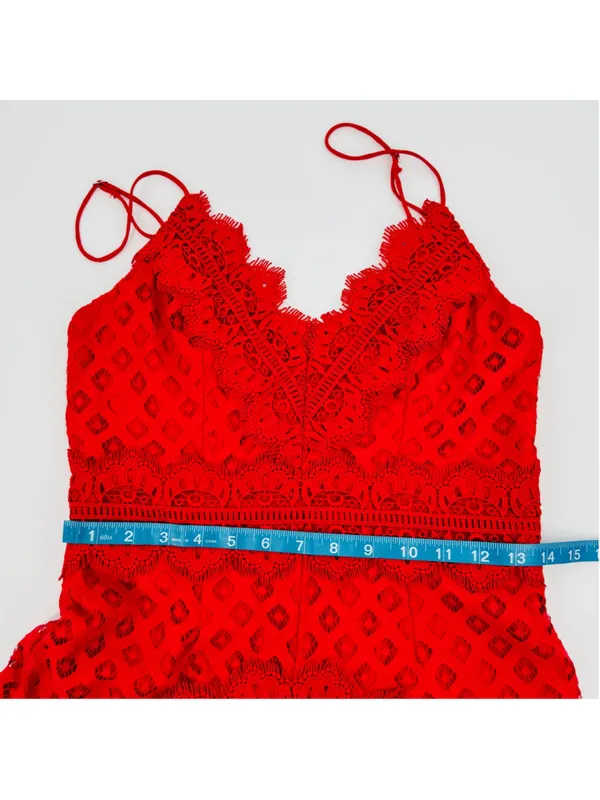 Saints + Secrets Red Lace Mini Dress Size M - Image 9