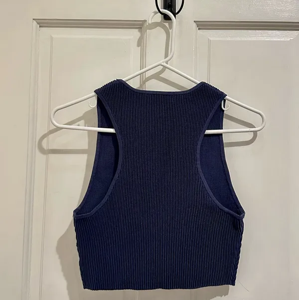 Aritzia Babaton Navy Sculpt Knit Racer Top - Image 2
