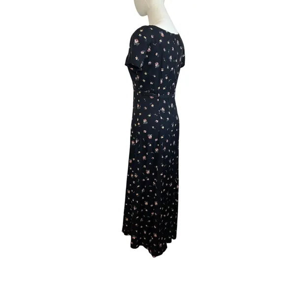 VTG 90s Decked Out Floral Belted Maxi Grunge Whimsigoth Medium Y2K Retro Boho - Image 11