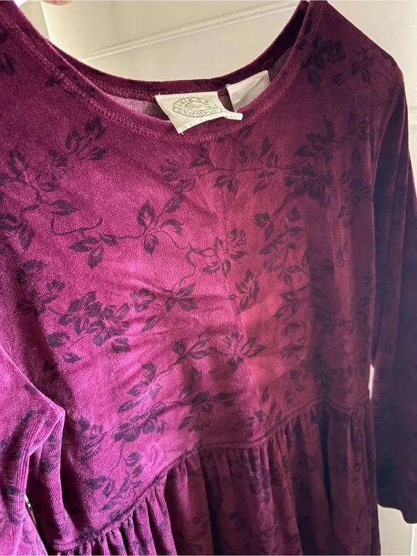 Vintage Erika & Company Velvet Dress Women's Burgundy Flowered Size M - Image 2
