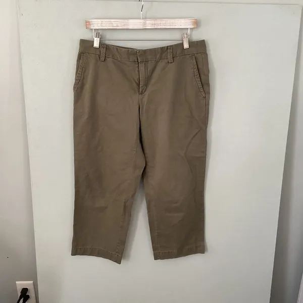 Gap Womens Chino Pants Olive Green Cropped Mid Rise Size 8 - Image 2