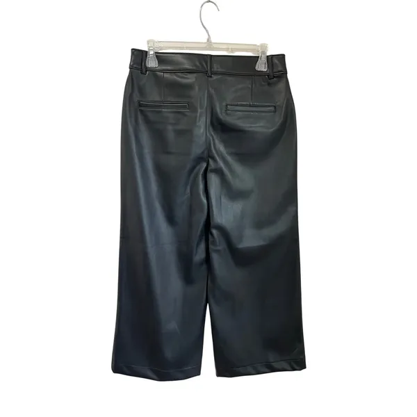 LOFT Faux Leather Wide‎ Leg Crop Pants Size 6 High Rise Modern Minimal Chic - Image 3