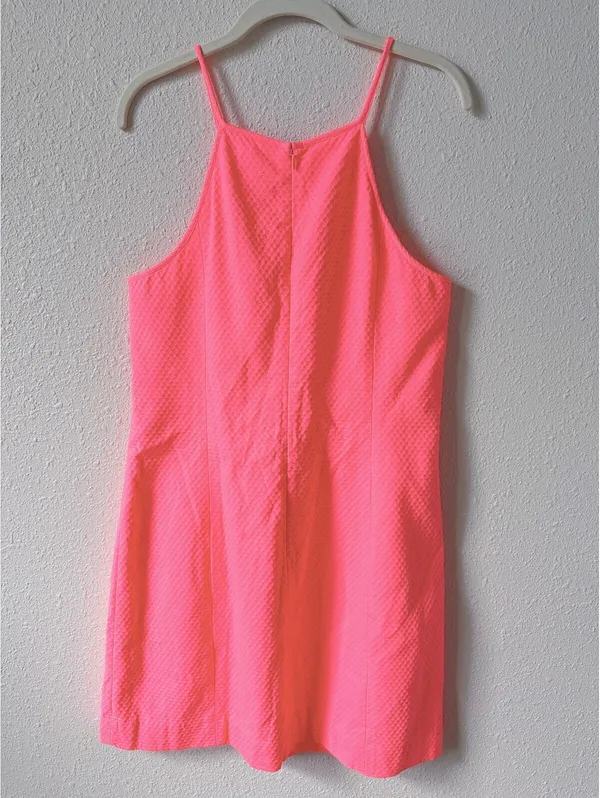 Lilly Pulitzer Larina Shift Dress Pink Sun Ray Size 14 Coastal Metallic Neon - Image 2