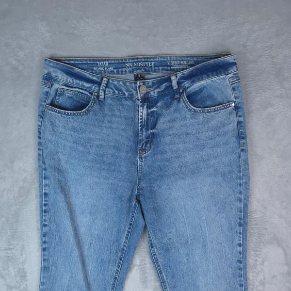 Sound/Style Farah Fit and‎ Flare Jeans Women 14 Blue Vintage Reunion Split Hem - Image 3