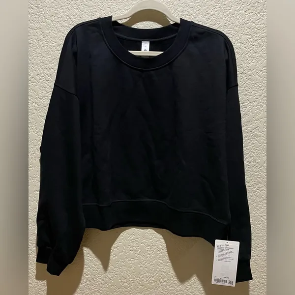 NWT Lululemon Perfectly Oversized Cropped Crew Top Black Size 12 - Image 5