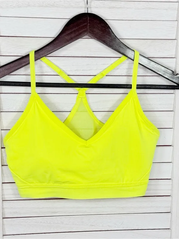 Athletic Works Racer‎ Back Sports Bra Neon Yellow Medium - Image 7